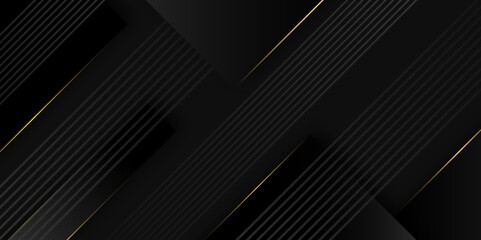 Leinwandbilder - golden and black vector futuristic tech glow and shining line and stripes simple modern background. Vector illustration for presentation design. Social media cover and web wide banner template.	
