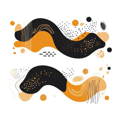 Poster - Flat Design of Decorative Banners in Black, White and Gold