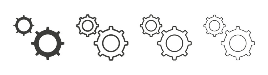 Gear icon flat and linear vector illustration on white background.
