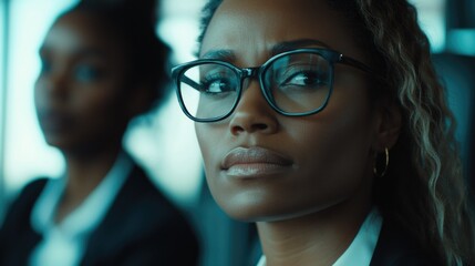 Wall Mural - Professional Businesswoman with Glasses and Serious Expression