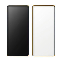 Poster - Two banners, one white and one black, with gold frames. isolated transparent background