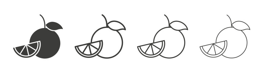 Orange fruit icon flat and linear vector illustration on white background.
