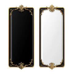 Poster - Two banners, one white and one black, with gold frames. isolated transparent background