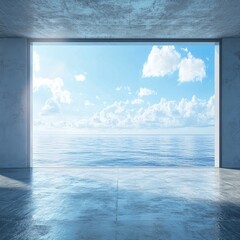 Wall Mural - A large window in a room with a view of the ocean