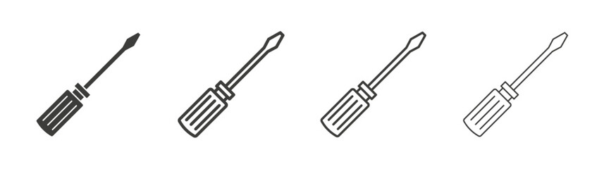 Wall Mural - Screwdriver icon flat and linear vector illustration on white background.