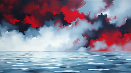 Wall Mural - red sea and clouds