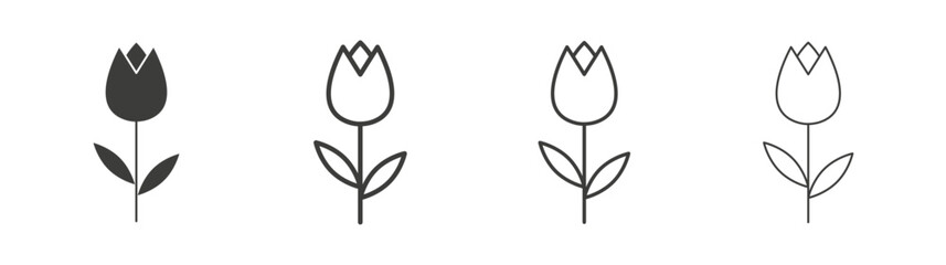 Tulip icon flat and linear vector illustration on white background.