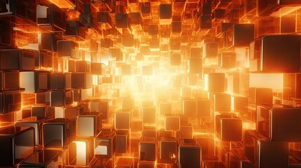 Wall Mural - Radiant, pulsating cubes emitting a warm, inviting glow.