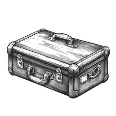 Wall Mural - Sketch of closed suitcase with clasps and handle.