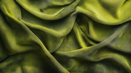 Poster - Close-up of draped olive green fabric with subtle texture and folds.