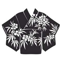 Canvas Print - Black kimono with white floral pattern.