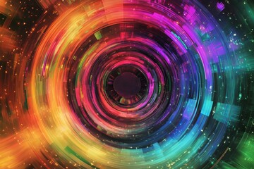 Poster - A dynamic abstract image featuring vibrant multicolored circular motion with light streaks, creating an energetic visual effect.