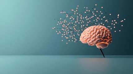 Wall Mural - conceptual illustration of a human brain connected to a network of data streams, representing artifi