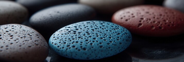 Poster - Close-up of wet, colorful stones with textured surfaces.