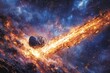 © c80 - Asteroid colliding with a planet in a fiery cosmic explosion during a distant space event