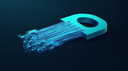Fototapete - Abstract 3D rendering of a data stream flowing from a keyhole shape.