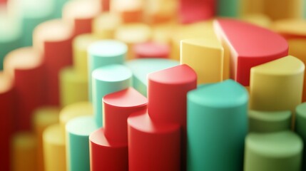 Leinwandbilder - Abstract 3D colorful cylinders and pie charts, data visualization background.