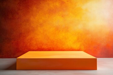 Leinwandbilder - Orange square platform on textured orange background.