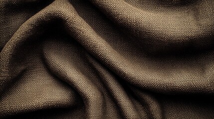 Leinwandbilder - Close-up of dark brown fabric with soft, flowing folds and wrinkles.