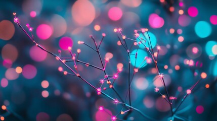 Aufkleber - Glowing branches with bokeh lights.