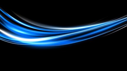 Wall Mural - abstract blue glowing waves on black background