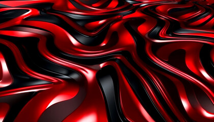 Wall Mural - dynamic red and black abstract waves create a striking visual effect