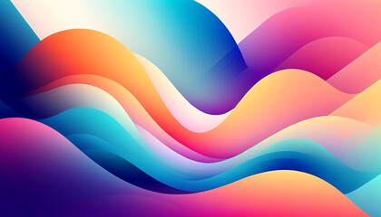 Wall Mural - vibrant waves of color dance across a serene digital landscape