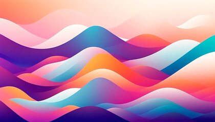 Wall Mural - colorful abstract waves creating a dreamy landscape at sunset