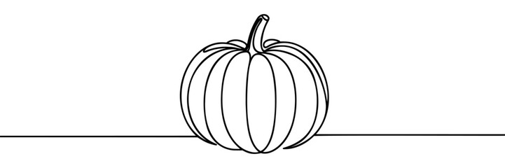 Wall Mural - One continuous line drawing pumpkin fruit. Pumpkin single line illustration.