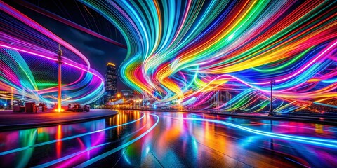 Wall Mural - night photography: dynamic chromatic stripes abstract art