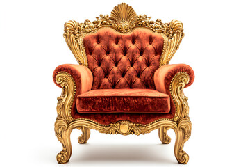 Wall Mural - red and gold armchair on a white isolated background