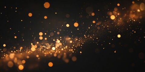 Canvas Print - a stunning abstract image featuring golden bokeh lights and sparkling particles on a dark background