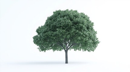 large green tree isolated on white, evoking calm and serenity.