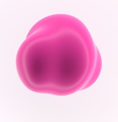 Wall Mural - Abstract 3D illustration of a pink glossy drop on a white background. An image on the theme of biotechnology and cosmetics.