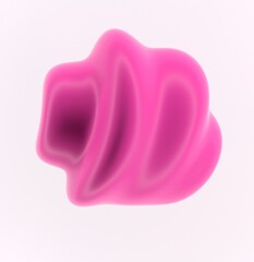 Wall Mural - Abstract 3D illustration of a pink glossy drop on a white background. An image on the theme of biotechnology and cosmetics.