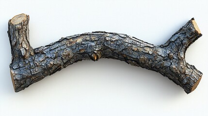 curved tree branch isolated on white.