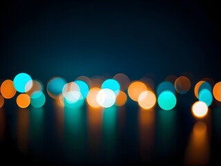 Dark blue background with variously colored round bokeh lights