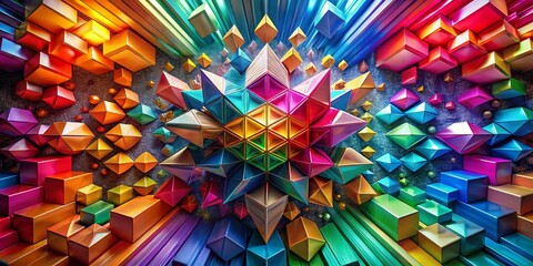 Wall Mural - radiant chromatic ballet: abstract geometric cascade of vivid colors
