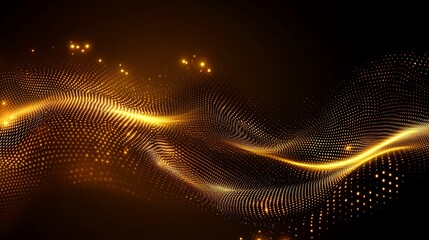 Wall Mural - golden abstract wave particle flow design