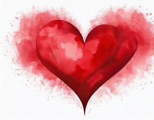 Sticker - red watercolor heart isolated on white background