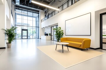 Wall Mural - Bright and Airy Modern Minimalist Open Plan Office Space with Comfortable Furniture and Creative Areas