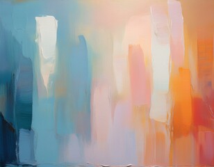 Sticker - vertical abstract oil acrylic painting with soft muted colors gentle brush textures and subtle gradients soothing and peaceful composition