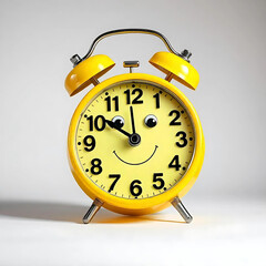 Yellow Alarm Clock White Isolated Background