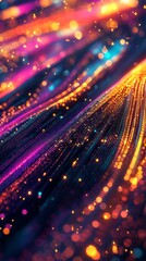 Canvas Print - vibrant abstract background with colorful waves of light and data energy in a dynamic display of mot