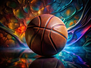 Wall Mural - surreal leather textured basketball background: abstract art photo