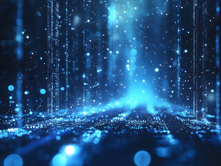 Wall Mural - blue digital background for technological operations neural networks ai big data transmission encryp