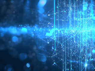 Wall Mural - blue digital background for technological operations neural networks ai big data transmission encryp