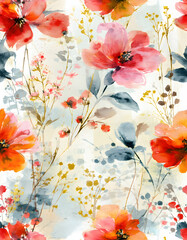 Wall Mural - watercolor floral background