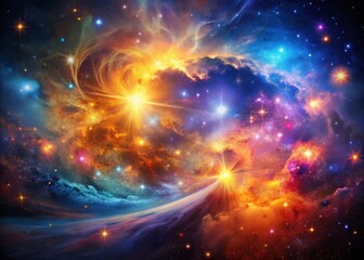 Wall Mural - vibrant cosmic nebula: abstract space art with bokeh