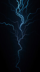 Wall Mural - A dramatic image featuring an AI-generated lightning strike against a dark background with a faint outline of clouds, representing the complexity and power within artificial intelligence.